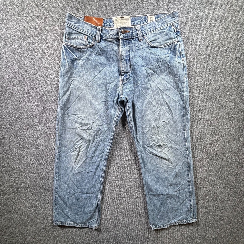 Timberland Jeans Mens 34x30 Blue Denim Light Wash Relaxed Fit Straight Outdoor